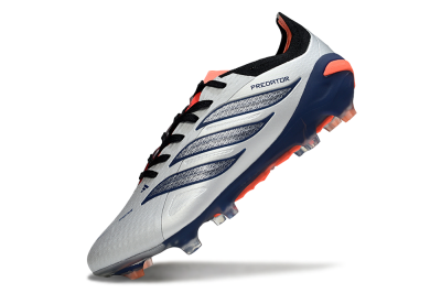 Men's Adidas Predator 26 Elite FG Football Boots - Silver/Navy Blue/Neon Orange