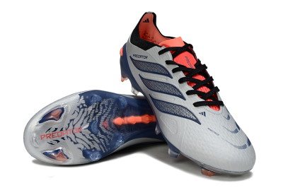 Men's Adidas Predator 26 Elite FG Football Boots - Silver/Navy Blue/Neon Orange