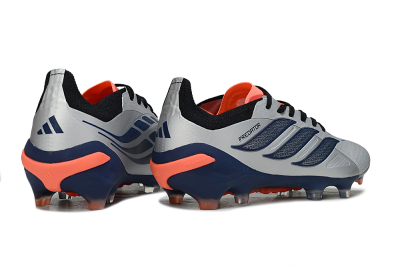 Men's Adidas Predator 26 Elite FG Football Boots - Silver/Navy Blue/Neon Orange