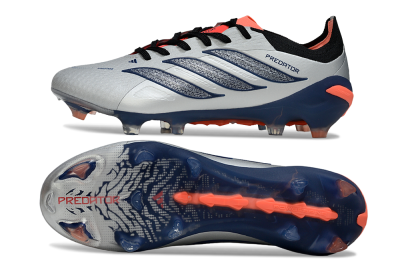 Men's Adidas Predator 26 Elite FG Football Boots - Silver/Navy Blue/Neon Orange