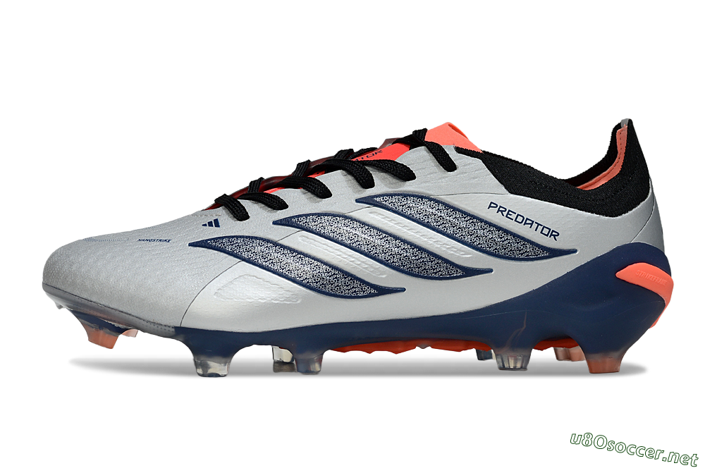 Men's Adidas Predator 26 Elite FG Football Boots - Silver/Navy Blue/Neon Orange 0