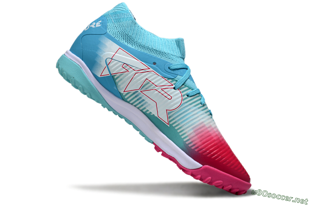 Men's Puma Future 8 Ultimate TF Football Shoes - Aqua/Coral Pink/Soft Blue 4