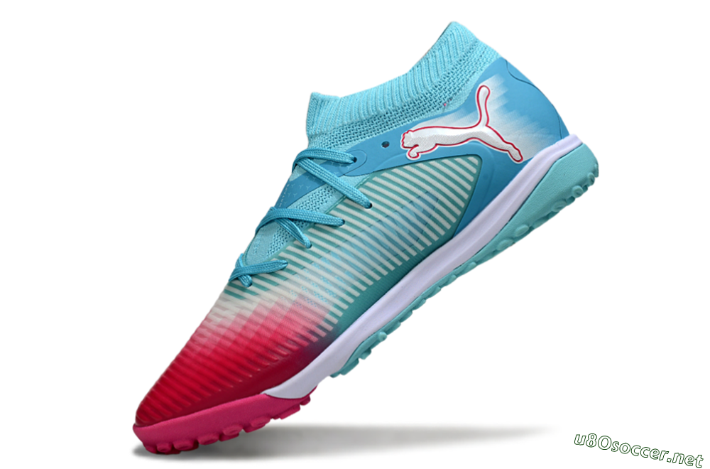 Men's Puma Future 8 Ultimate TF Football Shoes - Aqua/Coral Pink/Soft Blue 5