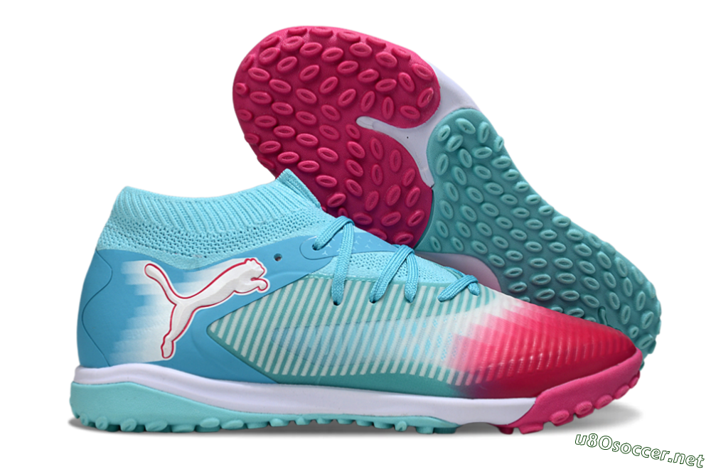Men's Puma Future 8 Ultimate TF Football Shoes - Aqua/Coral Pink/Soft Blue 2