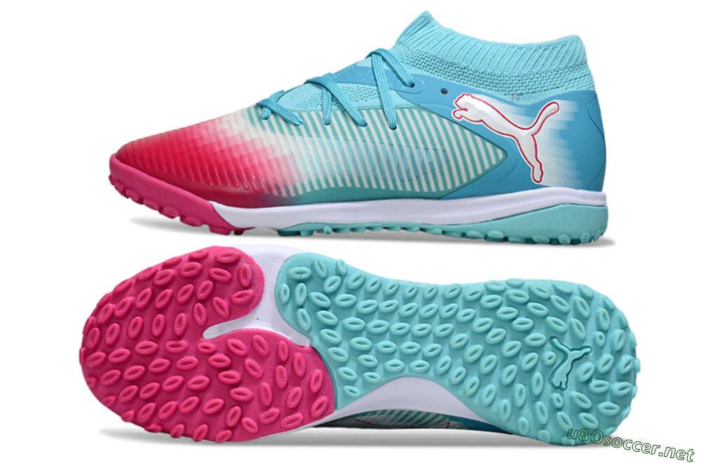 Men's Puma Future 8 Ultimate TF Football Shoes - Aqua/Coral Pink/Soft Blue 1