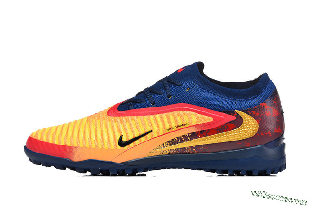 Men's Nike Phantom 6 Low Elite TF Football Shoes - Yellow/Fiery Red/Navy Blue 0