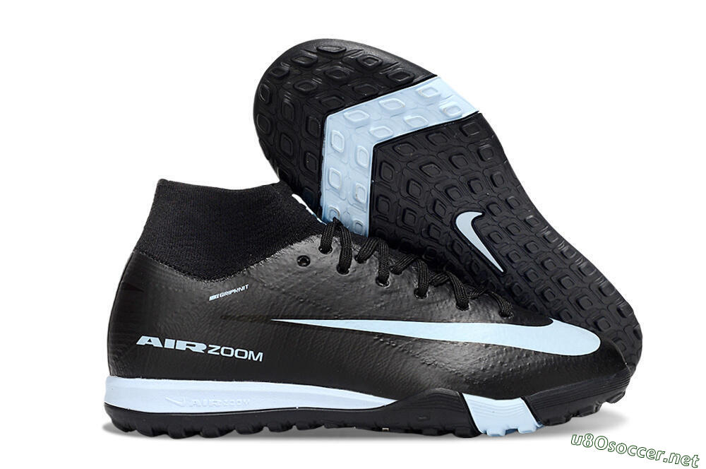 Kids Nike Air Zoom Mercurial Superfly 10 Elite TF Football Shoes - Black/Sky Blue/Black 2