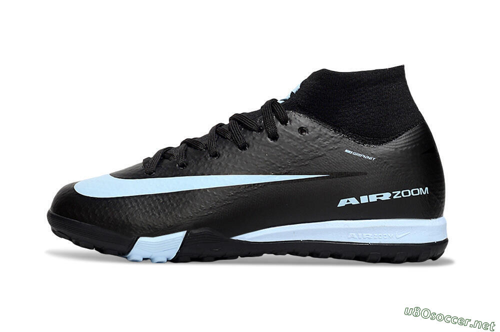 Kids Nike Air Zoom Mercurial Superfly 10 Elite TF Football Shoes - Black/Sky Blue/Black 0