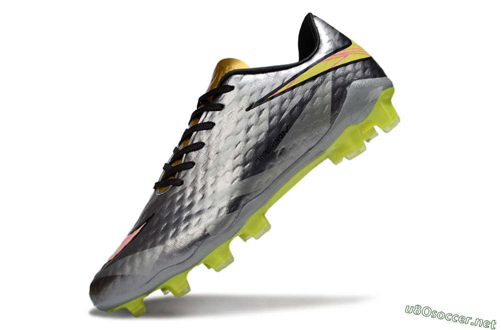 Men's Nike Hypervenom Phantom FG Football Boots - Gray/Neon Yellow/Metallic Silver 6