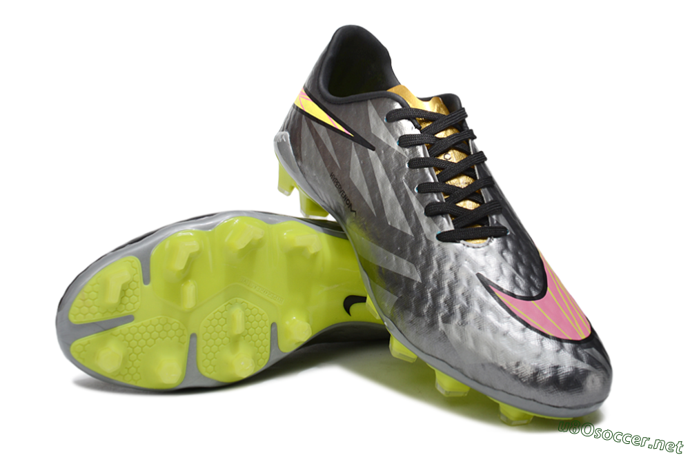 Men's Nike Hypervenom Phantom FG Football Boots - Gray/Neon Yellow/Metallic Silver 4