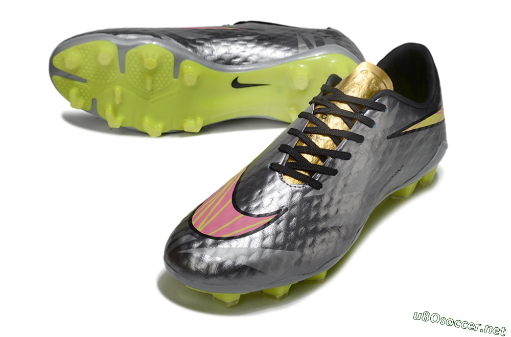 Men's Nike Hypervenom Phantom FG Football Boots - Gray/Neon Yellow/Metallic Silver 3