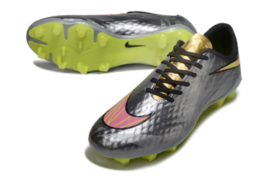 Men's Nike Hypervenom Phantom FG Football Boots - Gray/Neon Yellow/Metallic Silver