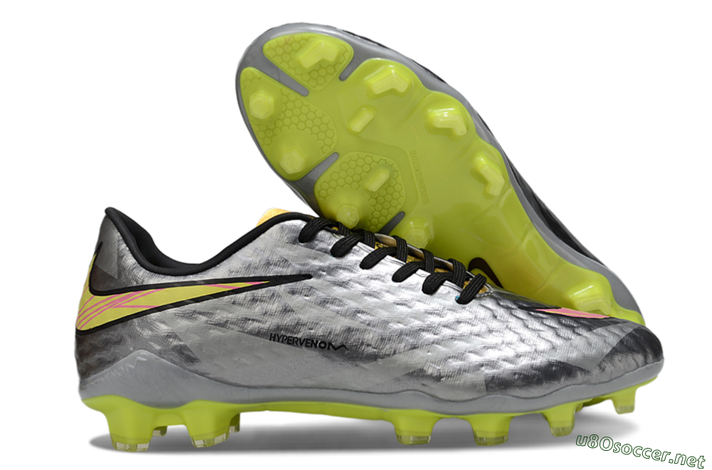 Men's Nike Hypervenom Phantom FG Football Boots - Gray/Neon Yellow/Metallic Silver 2
