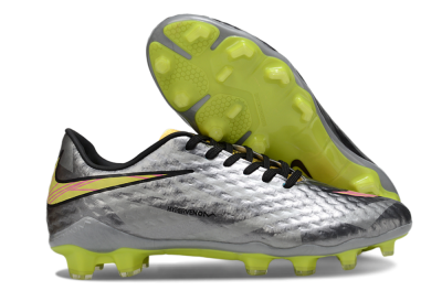 Men's Nike Hypervenom Phantom FG Football Boots - Gray/Neon Yellow/Metallic Silver