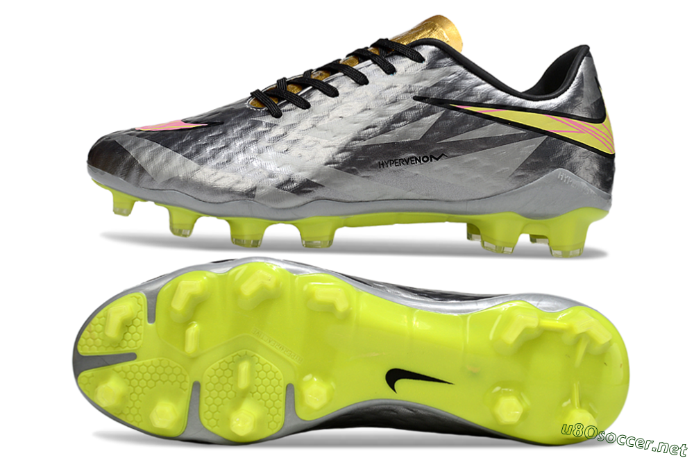 Men's Nike Hypervenom Phantom FG Football Boots - Gray/Neon Yellow/Metallic Silver 1