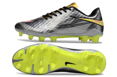 Men's Nike Hypervenom Phantom FG Football Boots - Gray/Neon Yellow/Metallic Silver