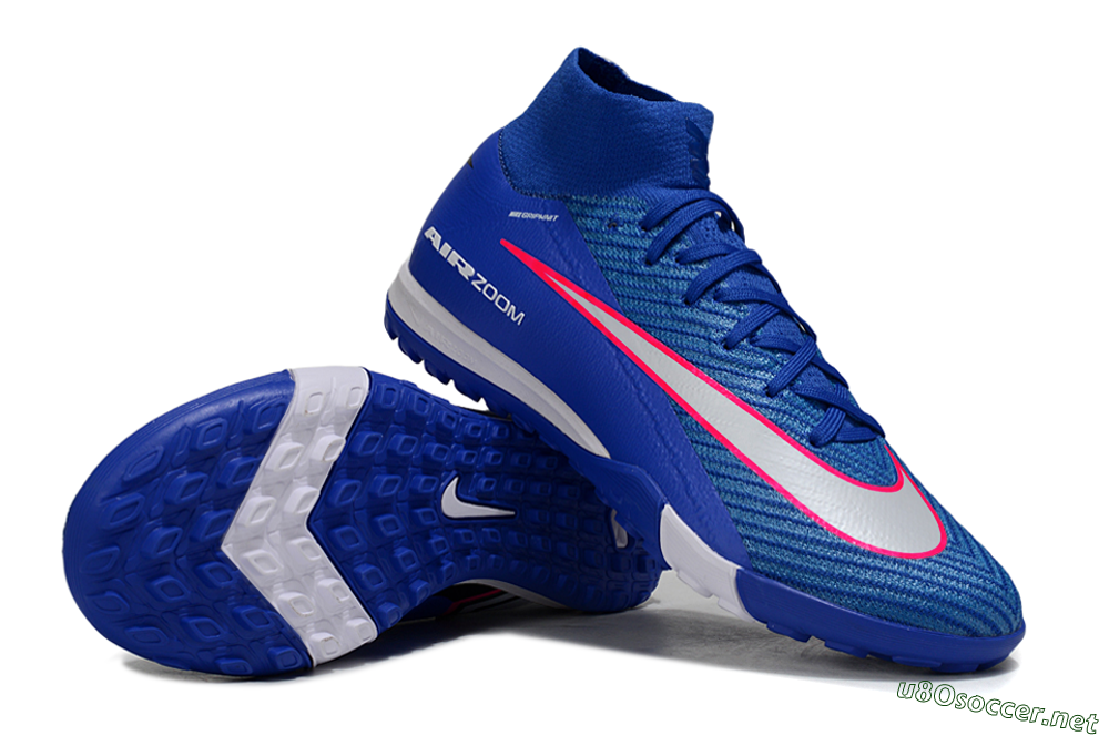 Unisex Nike Air Zoom Mercurial Superfly 10 Elite TF Football Shoes - Blue/Electric Blue/Neon Pink 1