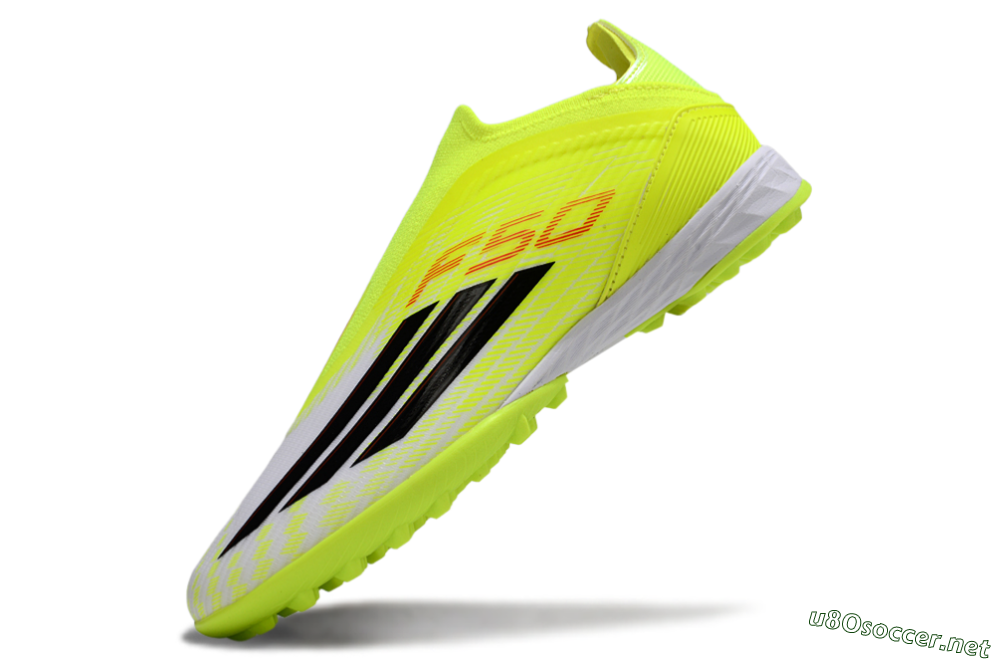Unisex Adidas F50 Elite Laceless TF Football Shoes - Yellow/Neon Yellow/Crisp White 6