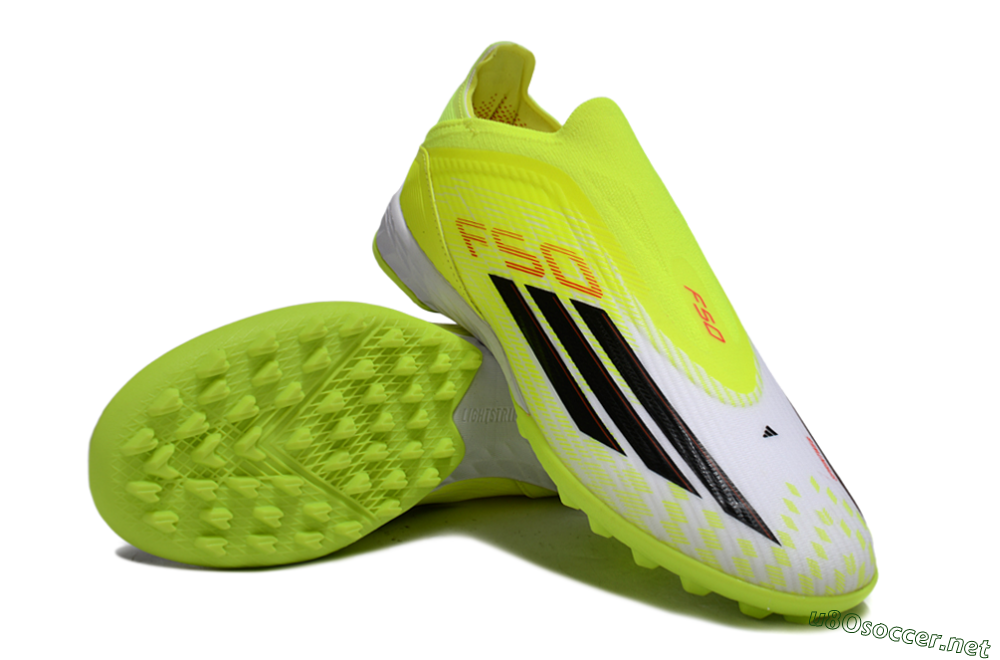 Unisex Adidas F50 Elite Laceless TF Football Shoes - Yellow/Neon Yellow/Crisp White 4