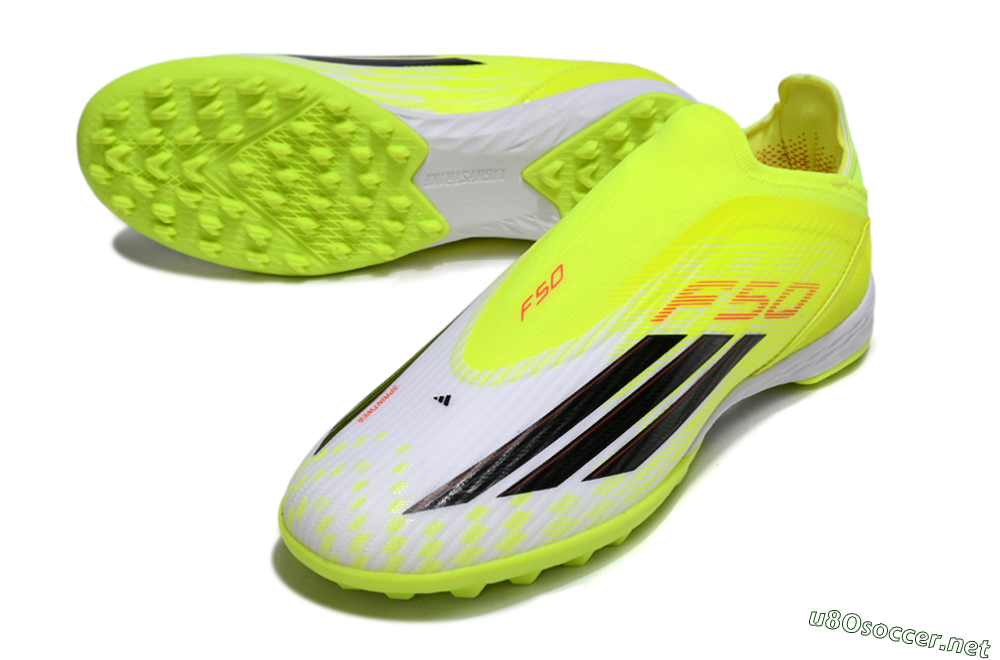 Unisex Adidas F50 Elite Laceless TF Football Shoes - Yellow/Neon Yellow/Crisp White 3