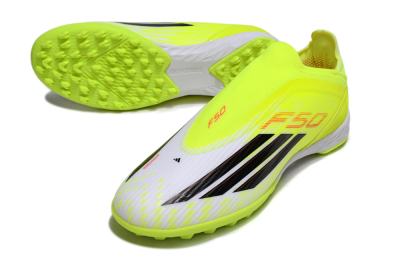 Unisex Adidas F50 Elite Laceless TF Football Shoes - Yellow/Neon Yellow/Crisp White