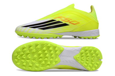 Unisex Adidas F50 Elite Laceless TF Football Shoes - Yellow/Neon Yellow/Crisp White