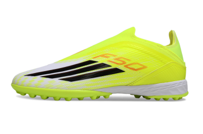 Unisex Adidas F50 Elite Laceless TF Football Shoes - Yellow/Neon Yellow/Crisp White