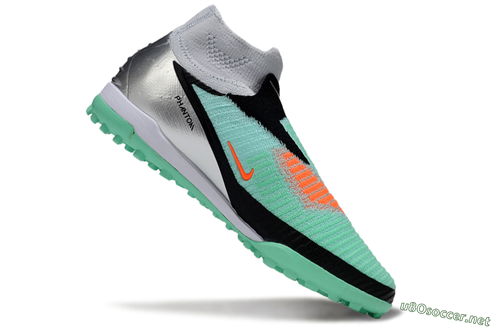 Unisex Nike Phantom 6 High Elite TF Football Shoes - Green/Aqua Mint/Neon Orange 5