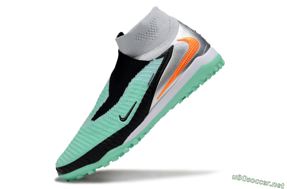 Unisex Nike Phantom 6 High Elite TF Football Shoes - Green/Aqua Mint/Neon Orange 6