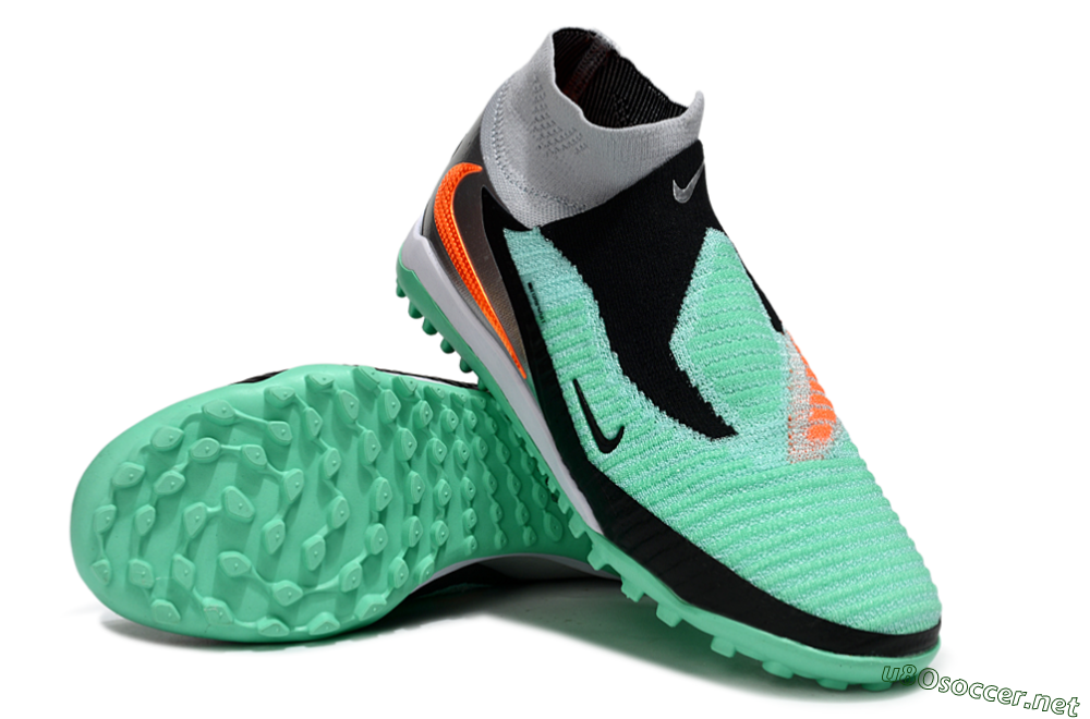 Unisex Nike Phantom 6 High Elite TF Football Shoes - Green/Aqua Mint/Neon Orange 4