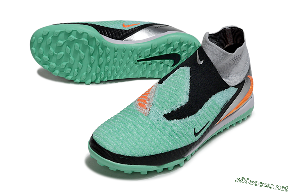 Unisex Nike Phantom 6 High Elite TF Football Shoes - Green/Aqua Mint/Neon Orange 3