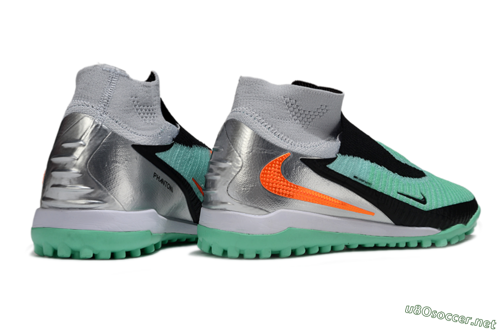 Unisex Nike Phantom 6 High Elite TF Football Shoes - Green/Aqua Mint/Neon Orange 7