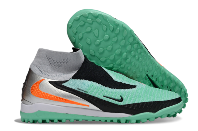 Unisex Nike Phantom 6 High Elite TF Football Shoes - Green/Aqua Mint/Neon Orange