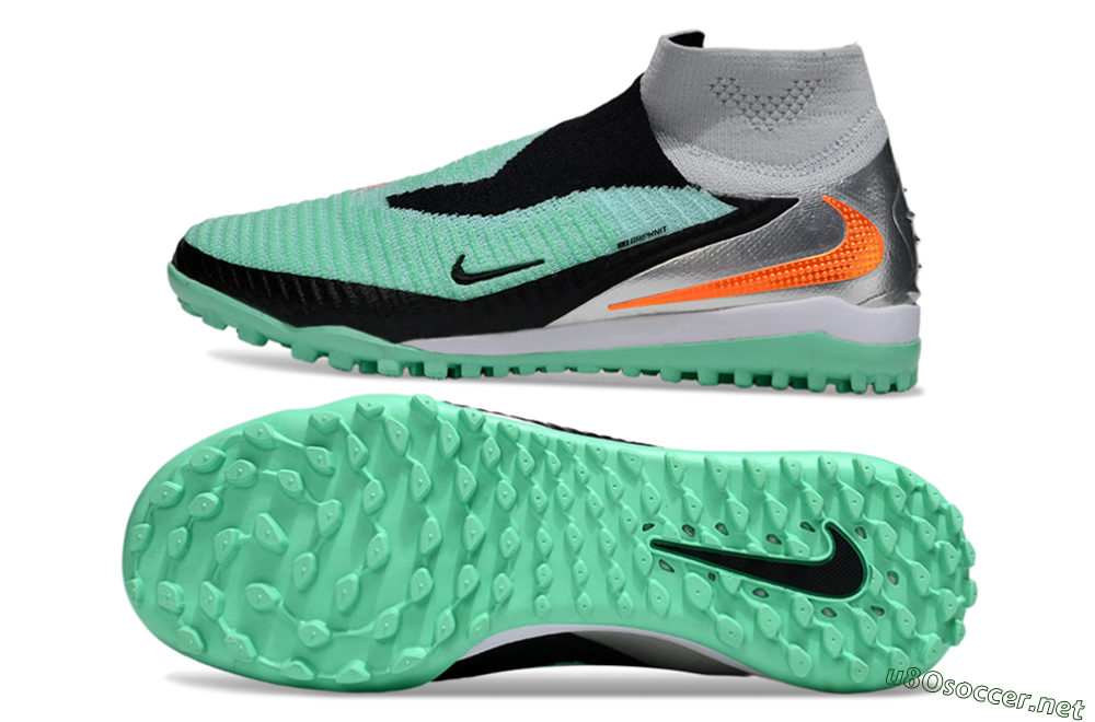 Unisex Nike Phantom 6 High Elite TF Football Shoes - Green/Aqua Mint/Neon Orange 1
