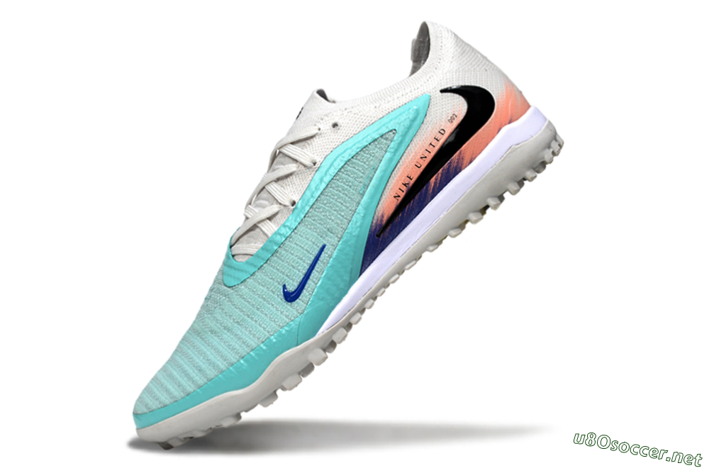 Men's Nike Phantom 6 Low Elite TF Football Shoes - Aqua/Sky Blue/Coral Orange 5