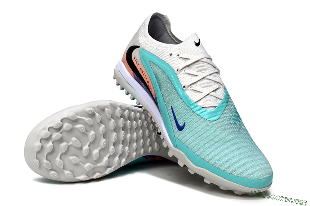 Men's Nike Phantom 6 Low Elite TF Football Shoes - Aqua/Sky Blue/Coral Orange 3