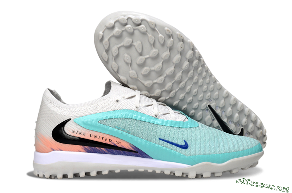 Men's Nike Phantom 6 Low Elite TF Football Shoes - Aqua/Sky Blue/Coral Orange 2