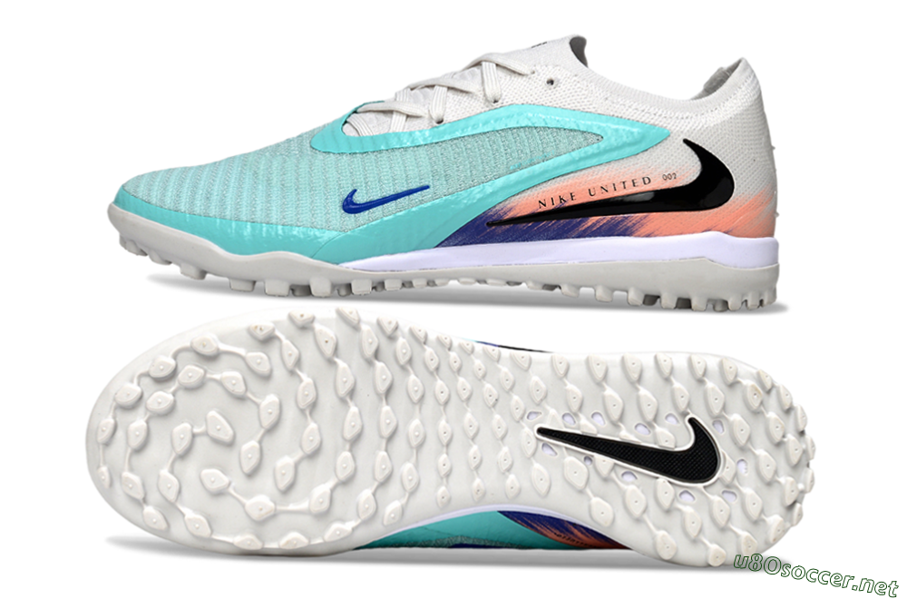 Men's Nike Phantom 6 Low Elite TF Football Shoes - Aqua/Sky Blue/Coral Orange 1