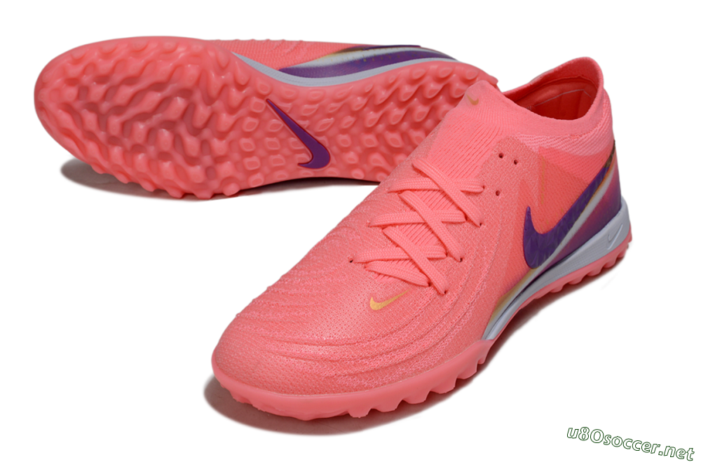 Men's Nike Phantom GX 2 Elite TF Football Shoes - Pink/Vivid Coral/Deep Purple 3
