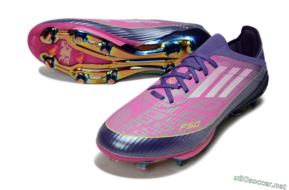 Unisex Adidas F50 Elite Lightstrike Pro FG Football Boots - Pink/Neon Yellow/Deep Purple 3