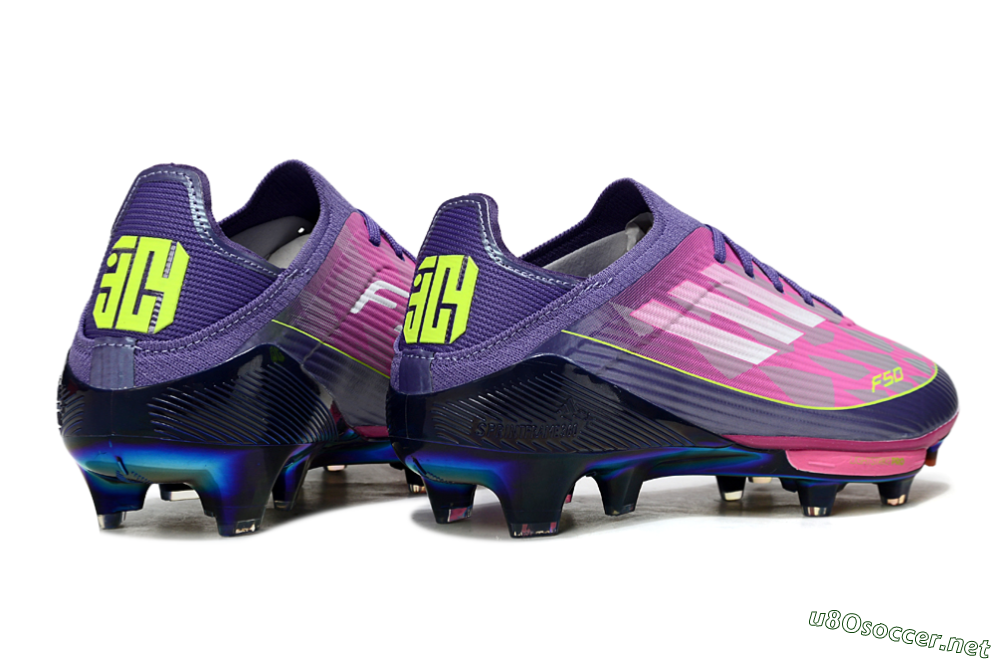 Unisex Adidas F50 Elite Lightstrike Pro FG Football Boots - Pink/Neon Yellow/Deep Purple 7