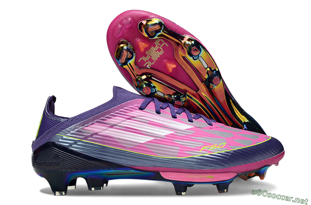 Unisex Adidas F50 Elite Lightstrike Pro FG Football Boots - Pink/Neon Yellow/Deep Purple 2
