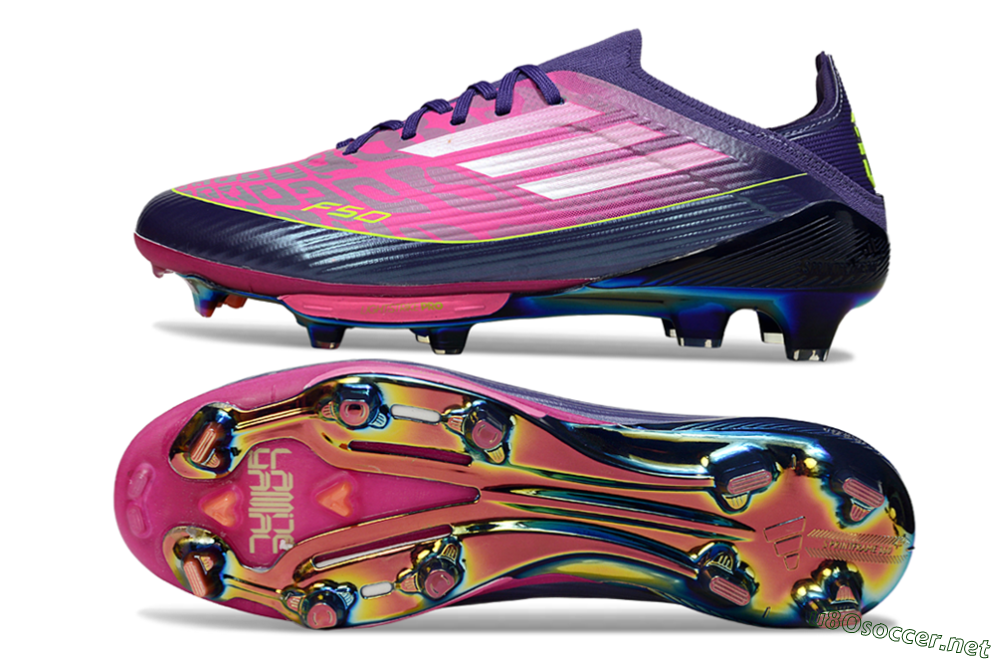 Unisex Adidas F50 Elite Lightstrike Pro FG Football Boots - Pink/Neon Yellow/Deep Purple 1