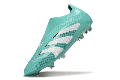 Unisex Adidas Predator 25 Elite Laceless FG Football Boots - Aqua/Mint Green/White