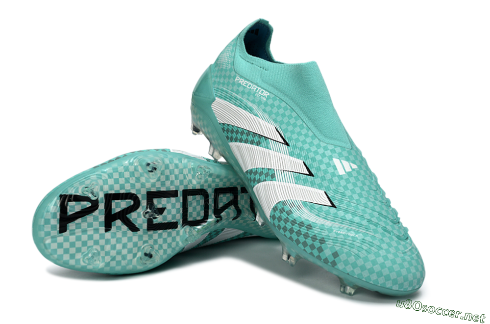 Unisex Adidas Predator 25 Elite Laceless FG Football Boots - Aqua/Mint Green/White 3
