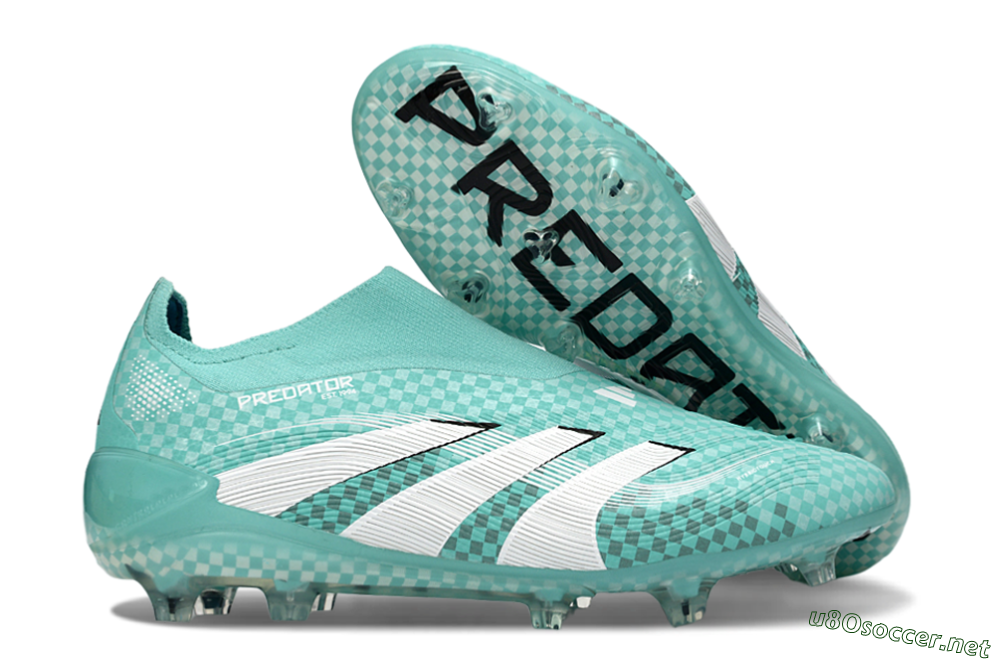 Unisex Adidas Predator 25 Elite Laceless FG Football Boots - Aqua/Mint Green/White 2