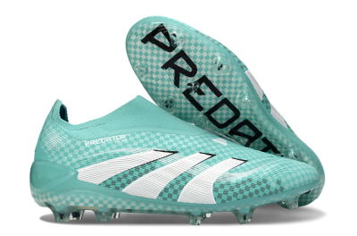 Unisex Adidas Predator 25 Elite Laceless FG Football Boots - Aqua/Mint Green/White