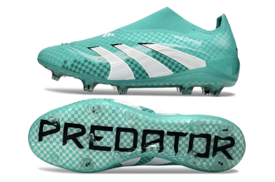 Unisex Adidas Predator 25 Elite Laceless FG Football Boots - Aqua/Mint Green/White