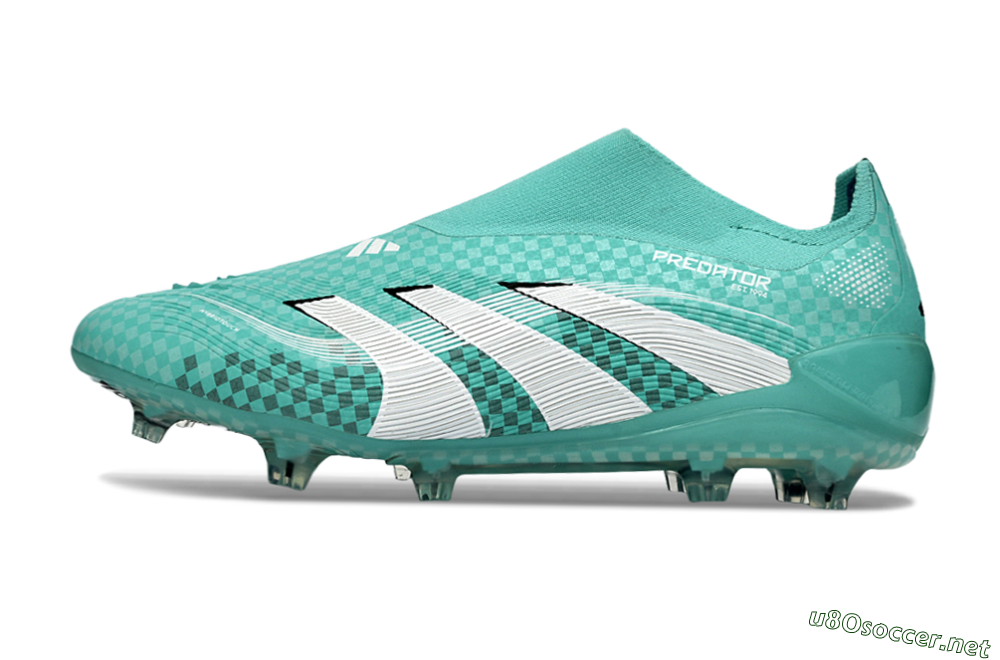 Unisex Adidas Predator 25 Elite Laceless FG Football Boots - Aqua/Mint Green/White 0