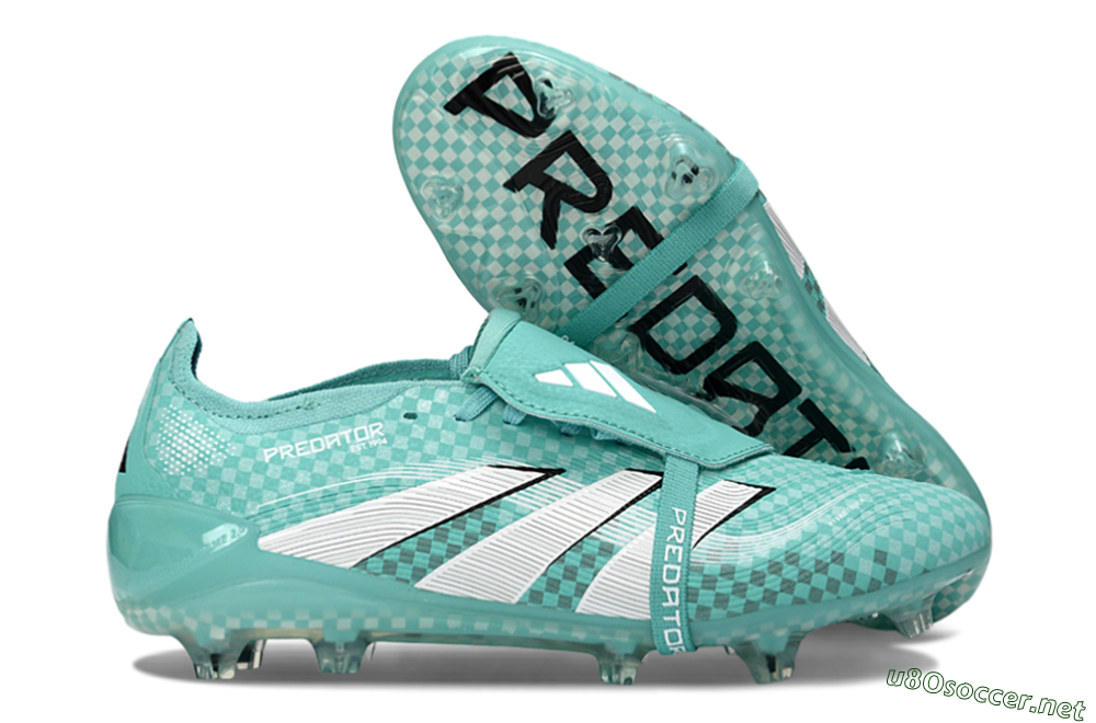 Unisex Adidas Predator 25 Elite Fold-Over Tongue FG Football Boots - Aqua/Turquoise Blue/White 2